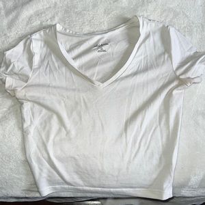 White V-neck crop top